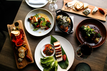 a bunch of food sitting on a table